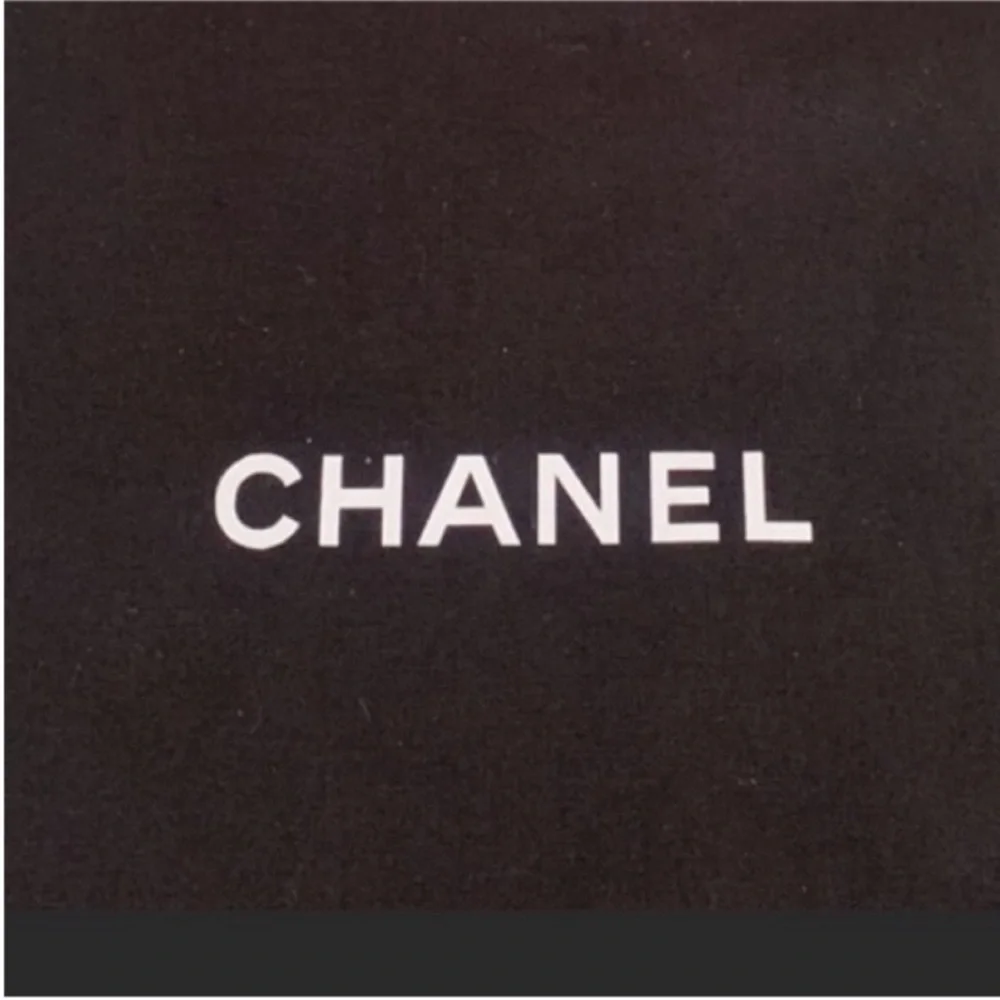 Chanel Black Cotton White Logo Drawstring Shoe Dust Bag Storage Travel Bag - Picture 4 of 5